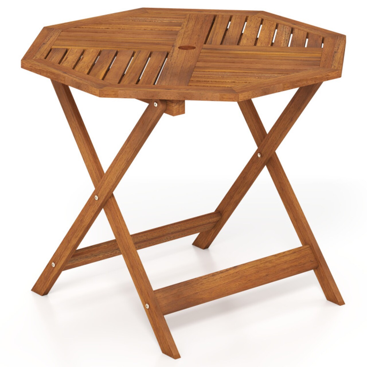Octagon Solid Wood Patio Table 35.5" With Central Umbrella Hole Outdoor Indoor